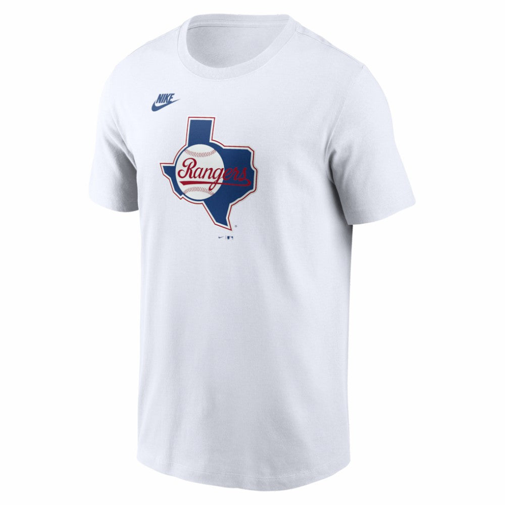 White Texas Rangers Nike Cooperstown Collection Logo T-Shirt