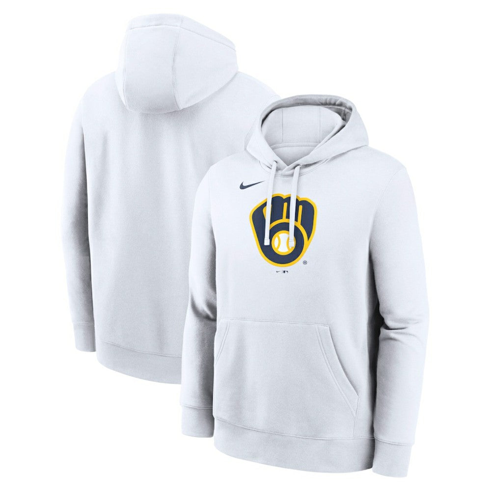 White Milwaukee Brewers Nike Logo Club Hoodie