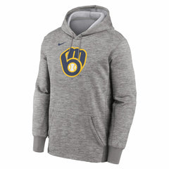Heather Gray Milwaukee Brewers Nike Primary Logo Therma Hoodie