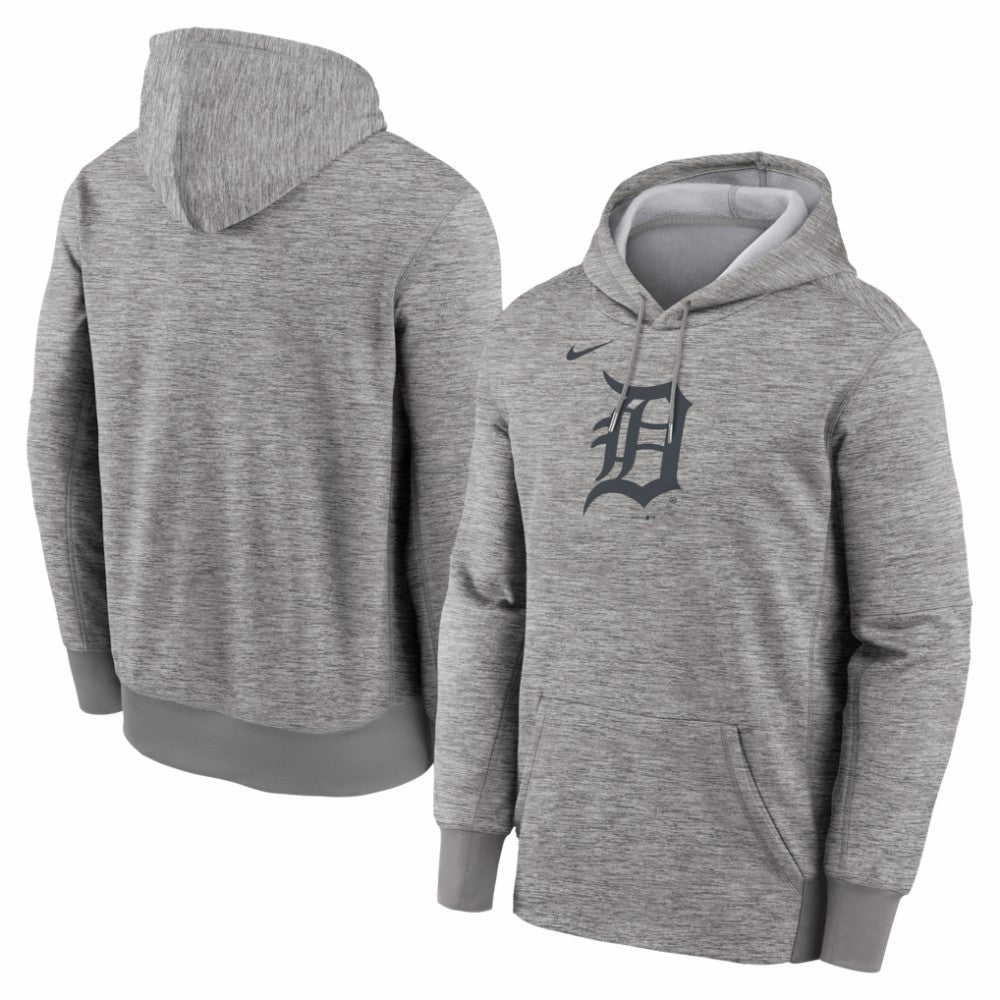 Heather Gray Detroit Tigers Nike Primary Logo Therma Hoodie
