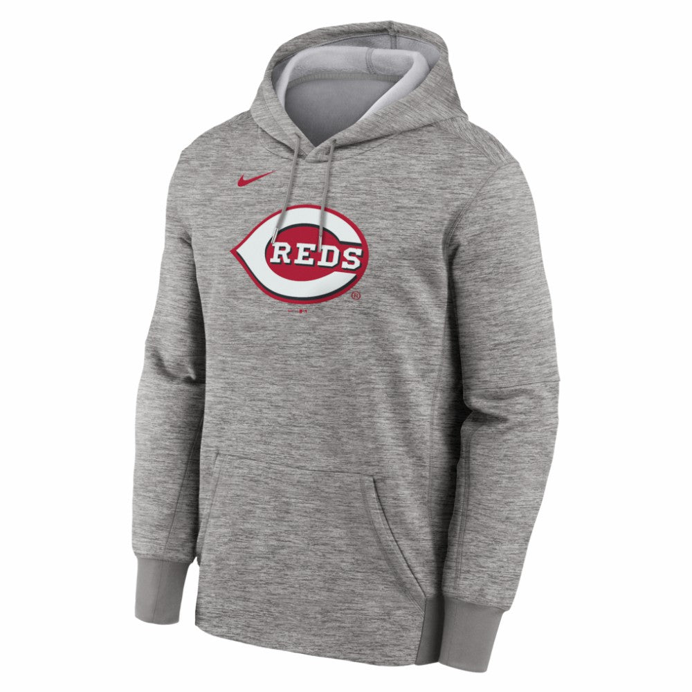 Heather Gray Cincinnati Reds Nike Primary Logo Therma Hoodie