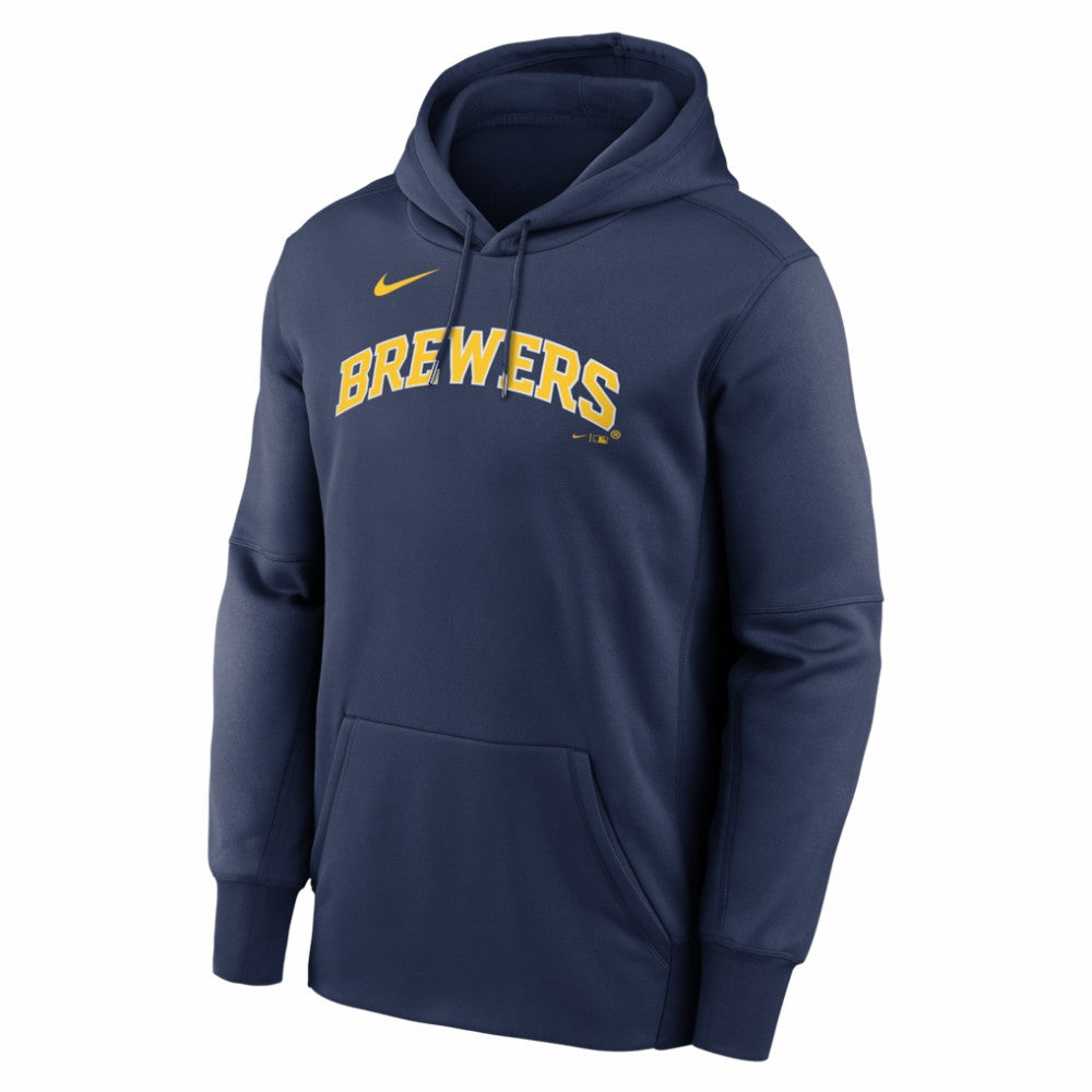 Navy Milwaukee Brewers Nike Primary Wordmark Therma Hoodie