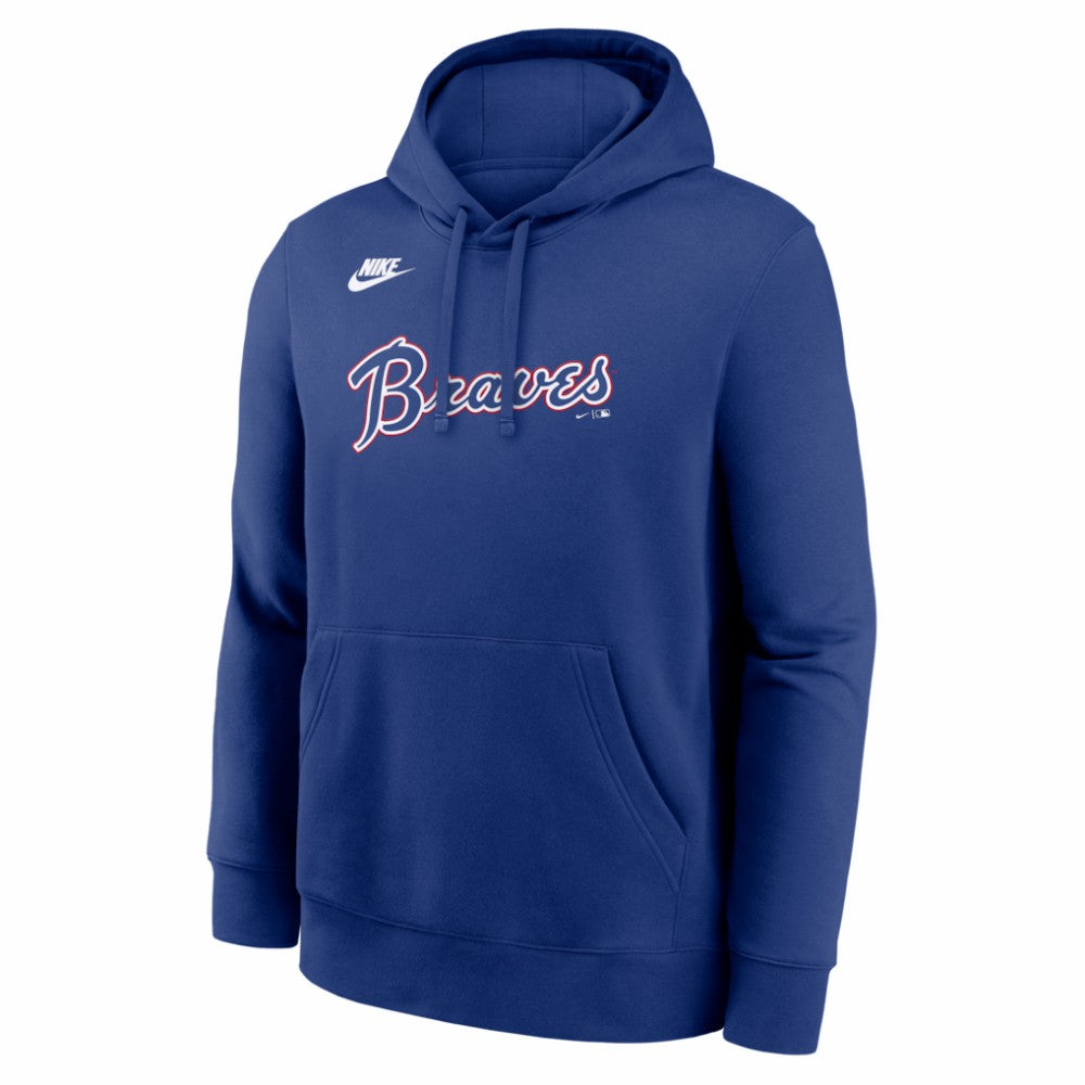 Royal Atlanta Braves Nike Cooperstown Collection Wordmark Club Hoodie
