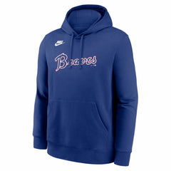 Royal Atlanta Braves Nike Cooperstown Collection Wordmark Club Hoodie