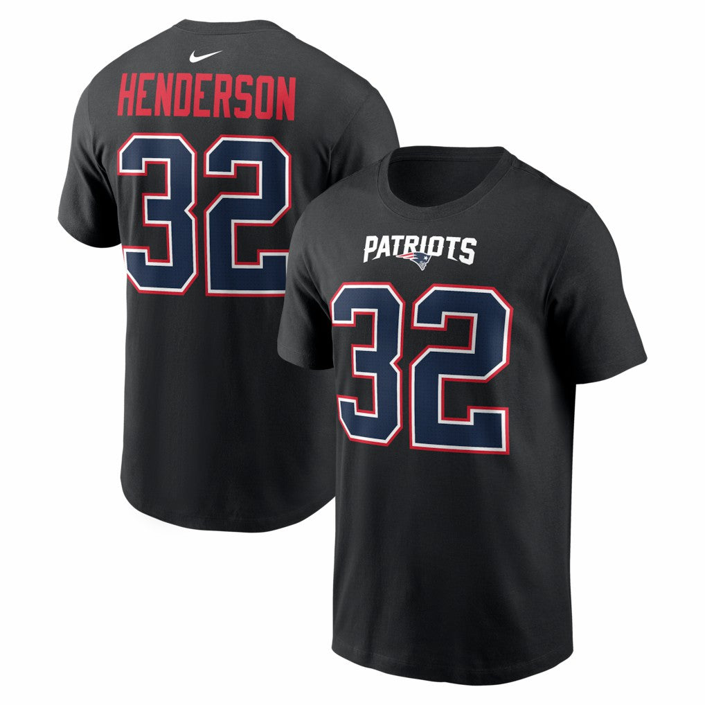 TreVeyon Henderson  Carbon Name & Number T-Shirt - New England Patriots T-shirts