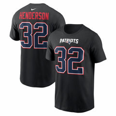TreVeyon Henderson  Carbon Name & Number T-Shirt - New England Patriots T-shirts