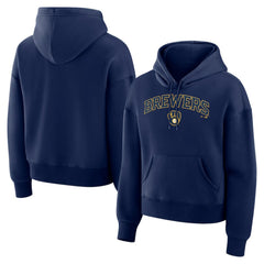 Navy Milwaukee Brewers Fanatics Women's Lockup Legacy Fleece Hoodie