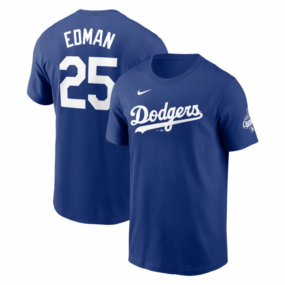 Royal Tommy Edman Los Angeles Dodgers Nike 2025 World Series Champions Name & Number T-Shirt