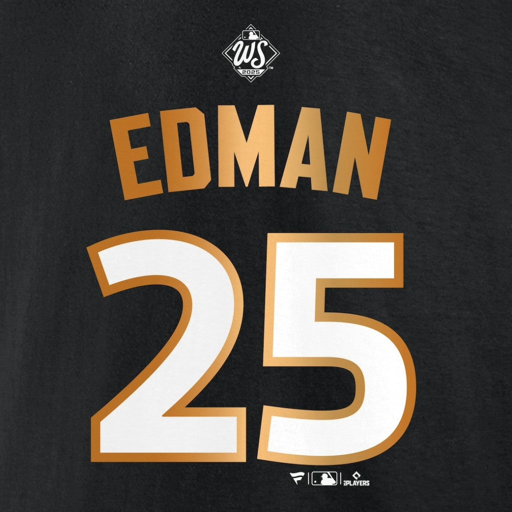 Black Tommy Edman Los Angeles Dodgers Fanatics 2025 World Series Champions Name & Number T-Shirt