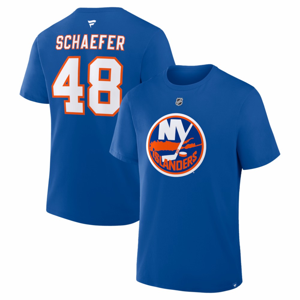 NHL Matthew Schaefer New York Islanders Fanatics Authentic Stack Name & Number T-Shirt