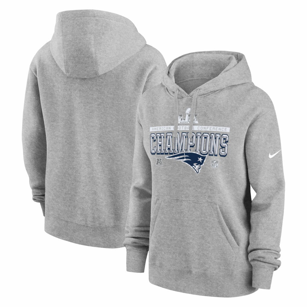 Women's 2025 AFC Champions Locker Room Trophy Collection Club Fleece Hoodie - New England Patriots Hoodies