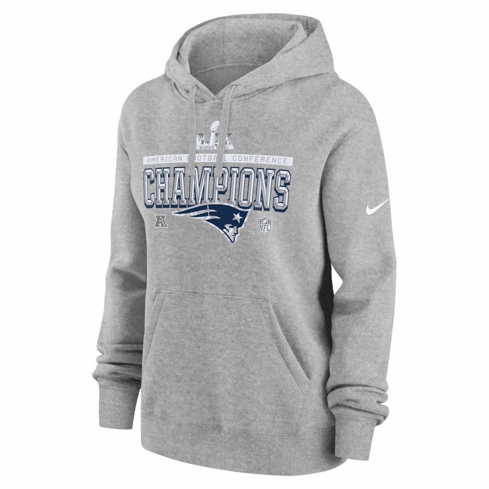 Women's 2025 AFC Champions Locker Room Trophy Collection Club Fleece Hoodie - New England Patriots Hoodies