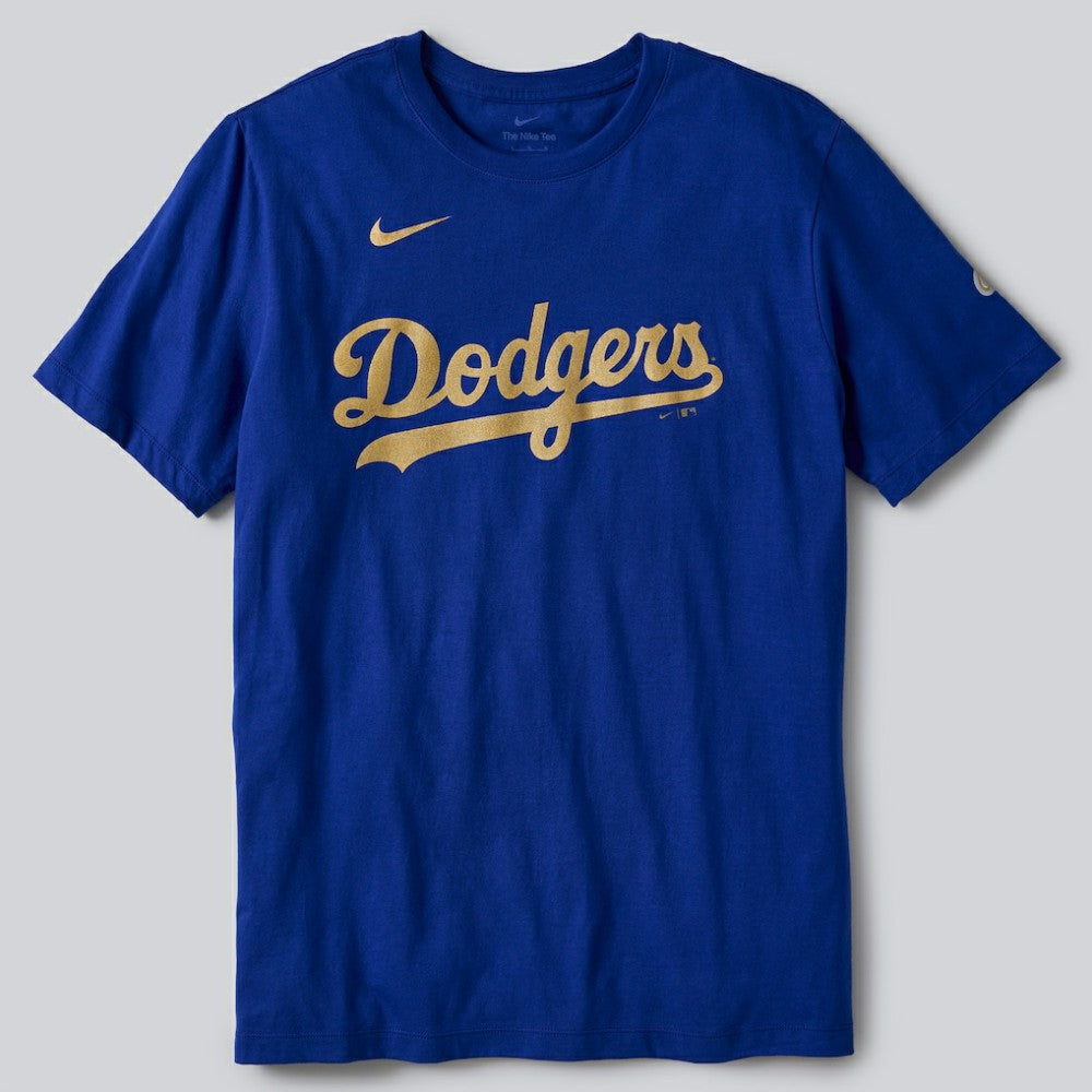 Royal Los Angeles Dodgers Nike 2026 Gold Collection Wordmark T-Shirt