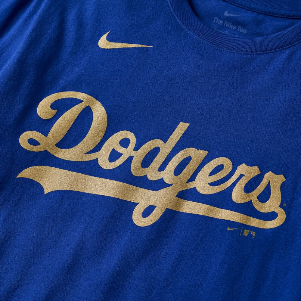 Royal Los Angeles Dodgers Nike 2026 Gold Collection Wordmark T-Shirt