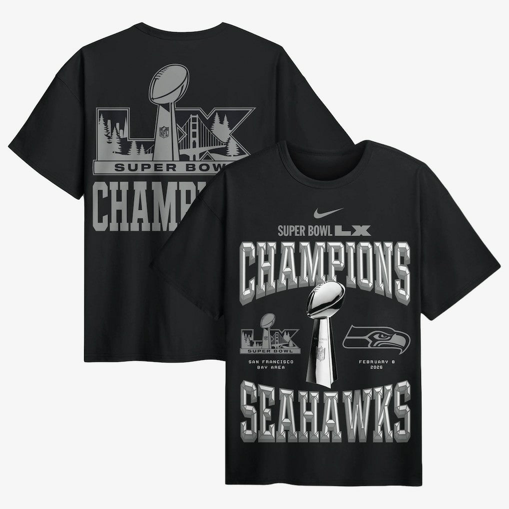 Super Bowl LX Champions Locker Room Trophy Collection Authentic T-Shirt - Seattle Seahawks T-shirts
