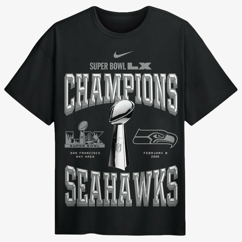 Super Bowl LX Champions Locker Room Trophy Collection Authentic T-Shirt - Seattle Seahawks T-shirts