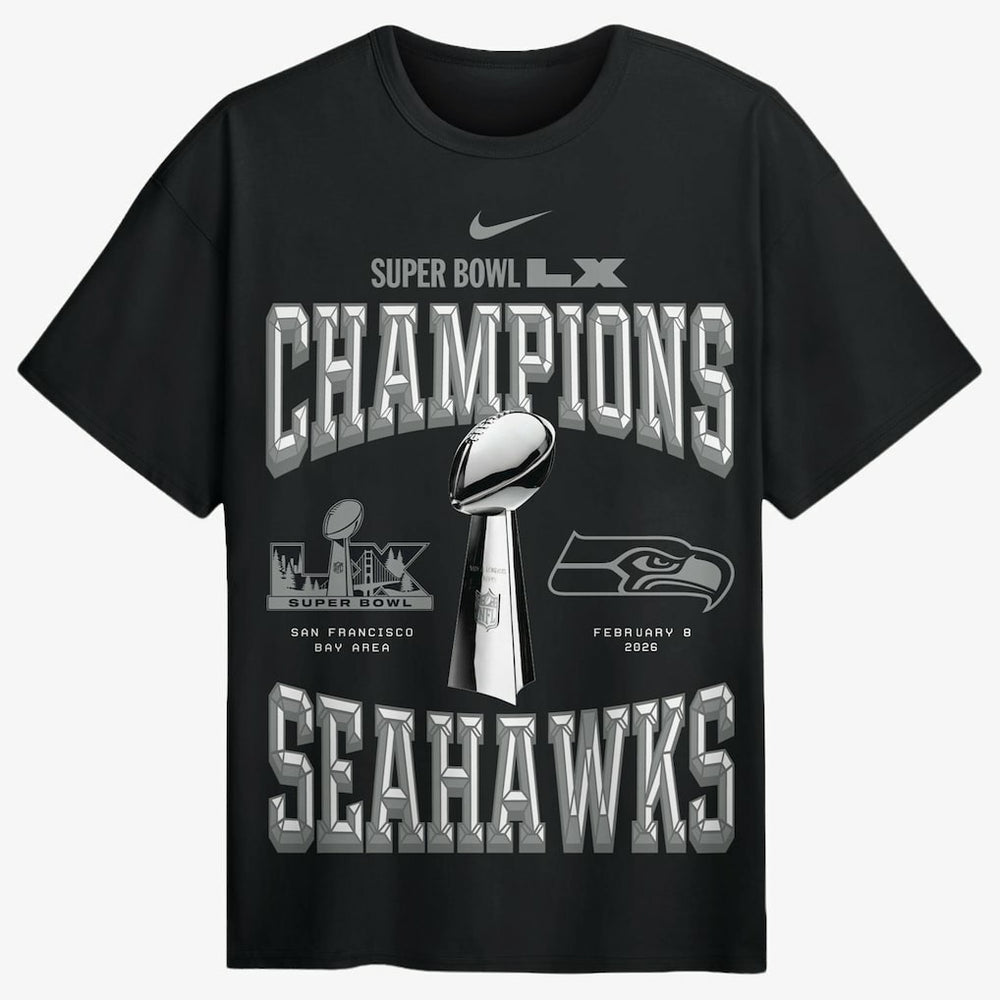 Super Bowl LX Champions Locker Room Trophy Collection Authentic T-Shirt - Seattle Seahawks T-shirts