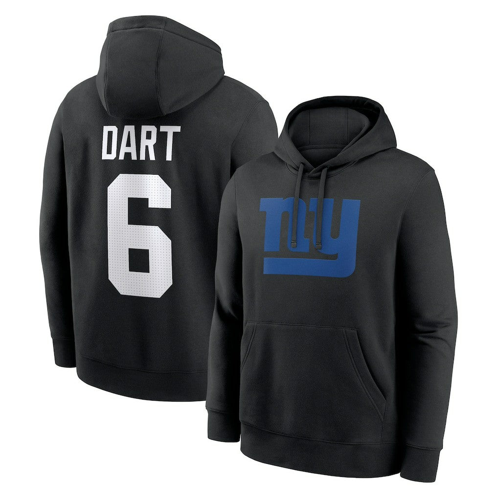 Jaxson Dart  Player Name & Number Fleece Hoodie - New York Giants Hoodies