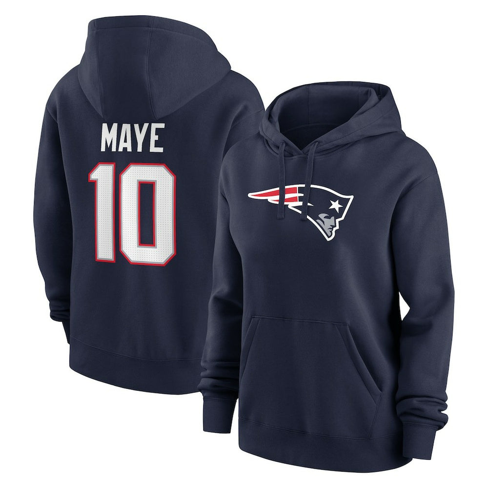 Drake Maye  Women's Player Name & Number Fleece Hoodie - New England Patriots Hoodies