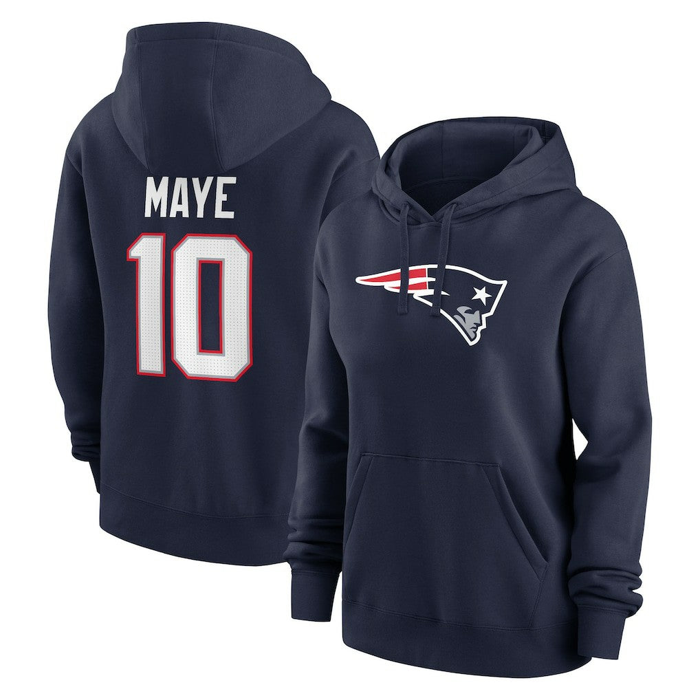Drake Maye  Women's Player Name & Number Fleece Hoodie - New England Patriots Hoodies