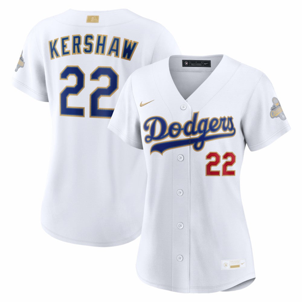 White Clayton Kershaw Los Angeles Dodgers Nike Women's 2026 Gold Collection Stadium Jersey