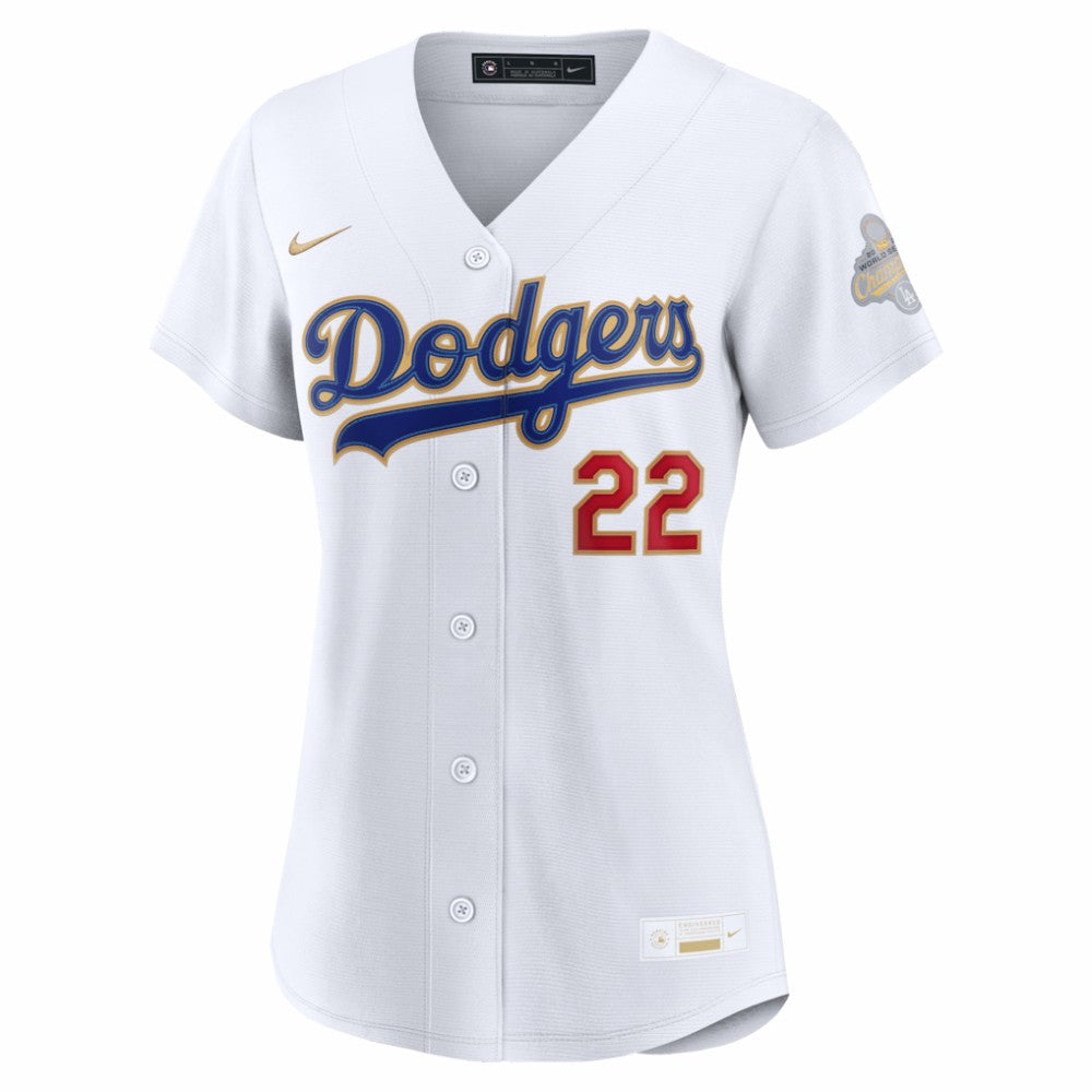 White Clayton Kershaw Los Angeles Dodgers Nike Women's 2026 Gold Collection Stadium Jersey