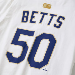White Mookie Betts Los Angeles Dodgers Nike 2026 Gold Collection Name & Number T-Shirt