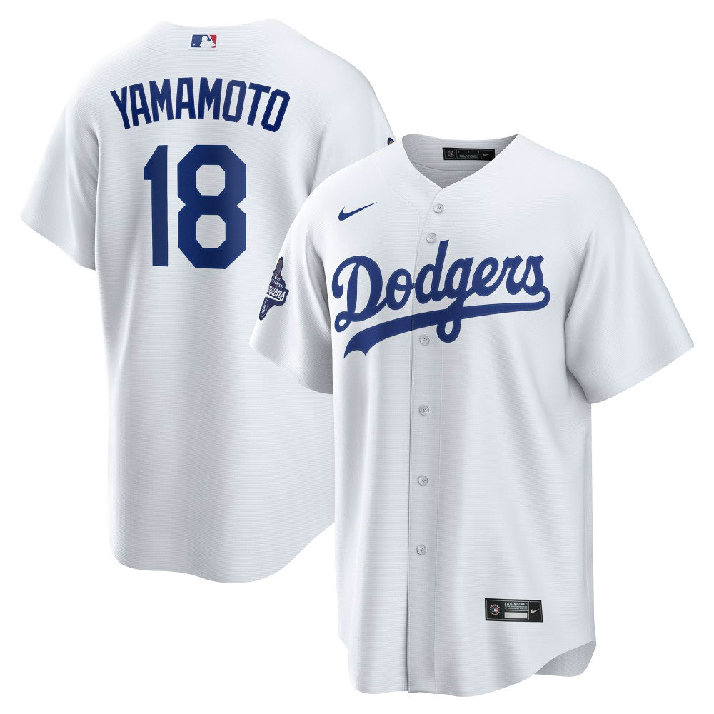 White Yoshinobu Yamamoto Los Angeles Dodgers Nike 2025 World Series Champions Home Replica Jersey