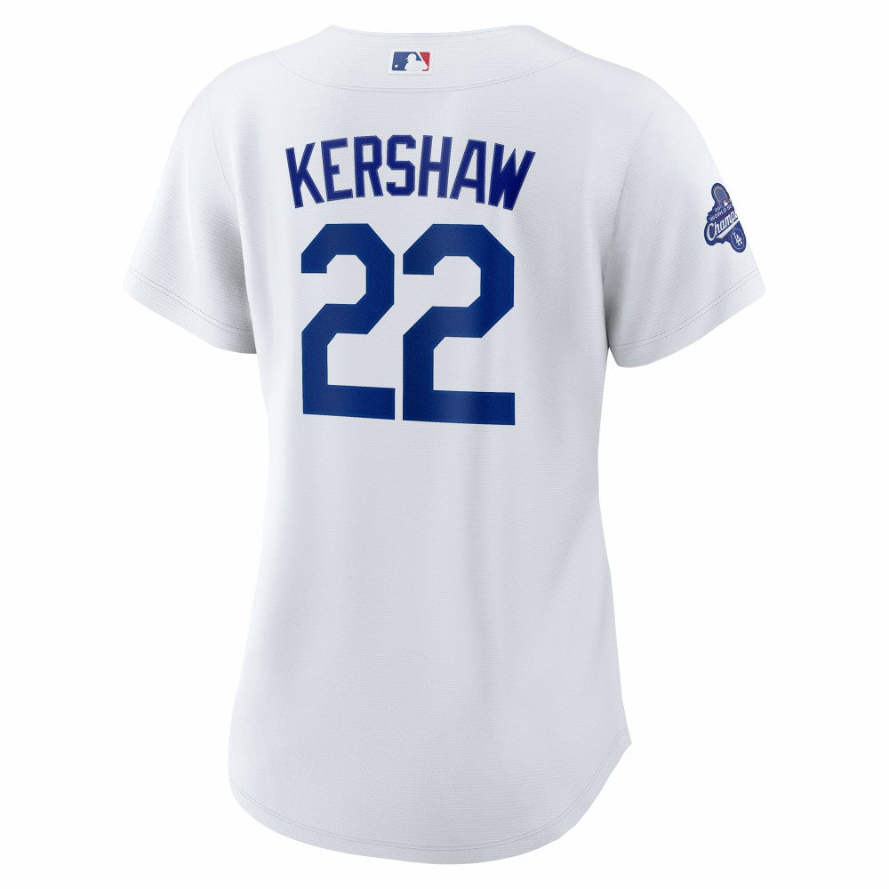 White Clayton Kershaw Los Angeles Dodgers Nike Women's Home 2025 World Series Champions Replica Jersey