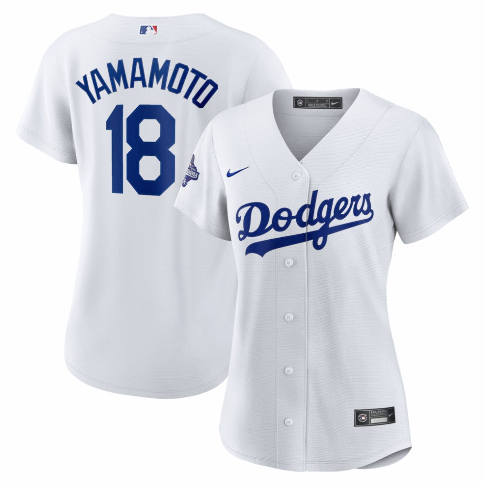 White Yoshinobu Yamamoto Los Angeles Dodgers Nike Women's 2025 World Series Champions Home Replica Jersey