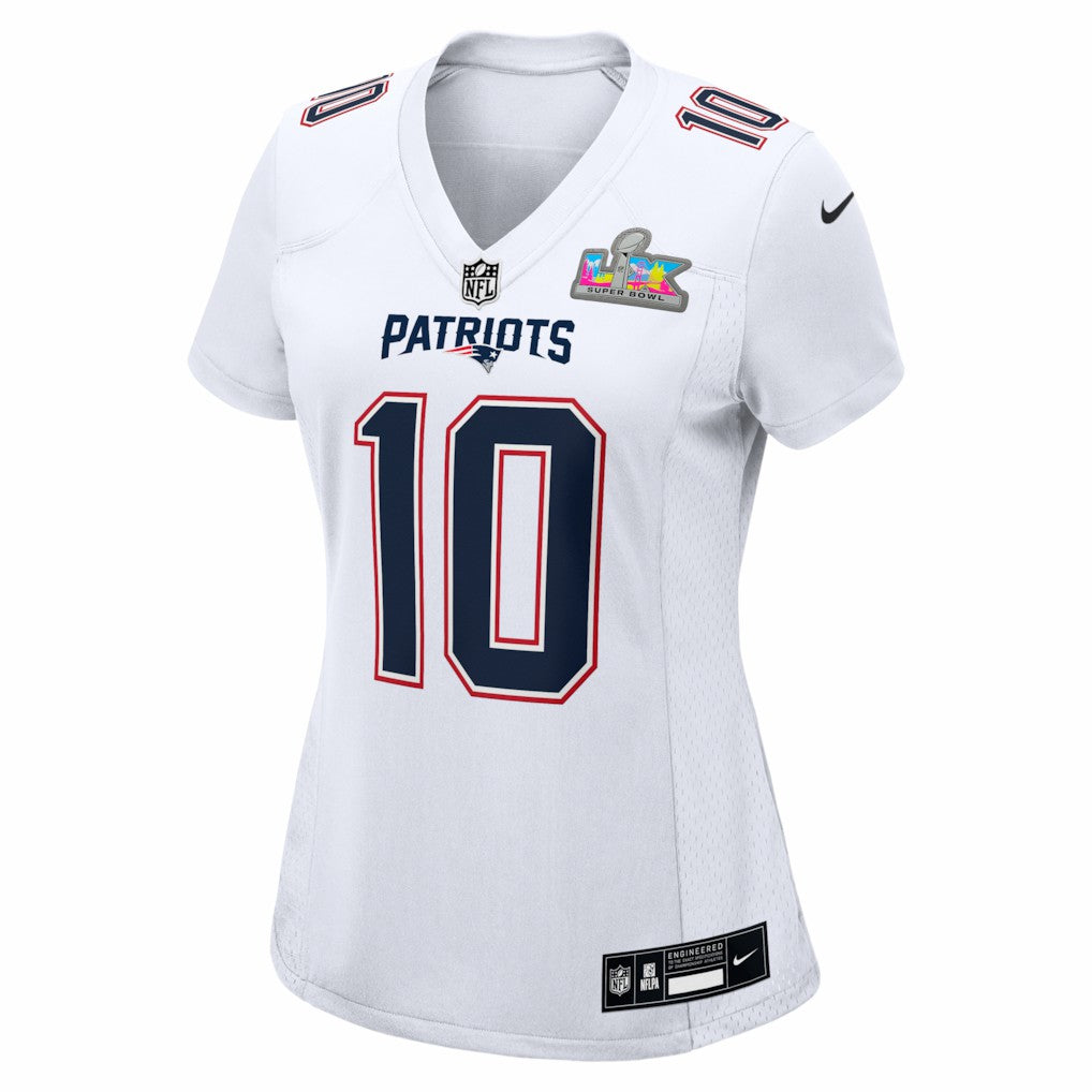 Drake Maye  Women's Super Bowl LX Patch Tundra Fashion Game Jersey - New England Patriots Jerseys