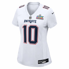 Drake Maye  Women's Super Bowl LX Patch Tundra Fashion Game Jersey - New England Patriots Jerseys