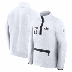 Drake Maye  Super Bowl LX Opening Night Tech Fleece Half-Zip Sweatshirt - New England Patriots Sweatshirts