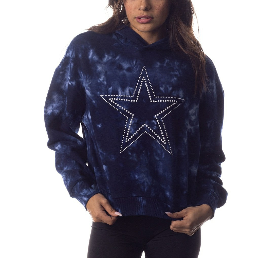 The Wild Collective Women's Tie-Dye Cropped Pullover Hoodie - Dallas Cowboys Hoodies