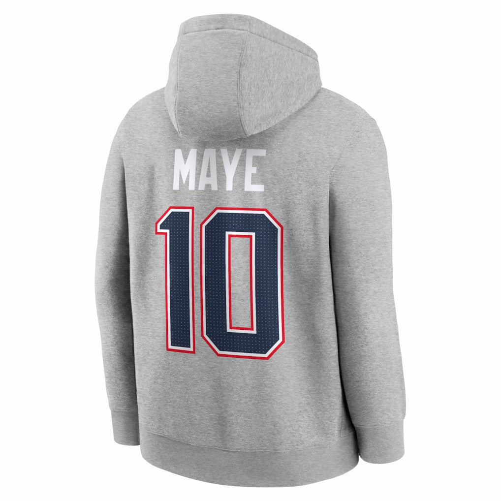 Drake Maye  Super Bowl LX Patch Name & Number Hoodie - New England Patriots Hoodies