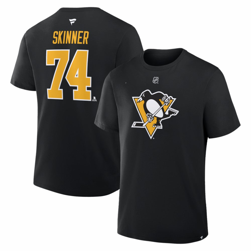 NHL Stuart Skinner Pittsburgh Penguins Fanatics Authentic Stack Name & Number T-Shirt