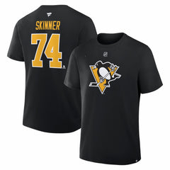 NHL Stuart Skinner Pittsburgh Penguins Fanatics Authentic Stack Name & Number T-Shirt