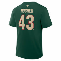 NHL Quinn Hughes Minnesota Wild Fanatics Authentic Stack Name & Number T-Shirt