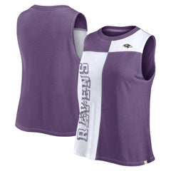Women's Script Color Block Tank Top - Baltimore Ravens Tops
