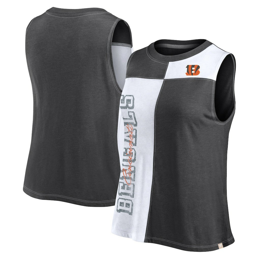 Women's Script Color Block Tank Top - Cincinnati Bengals Tops