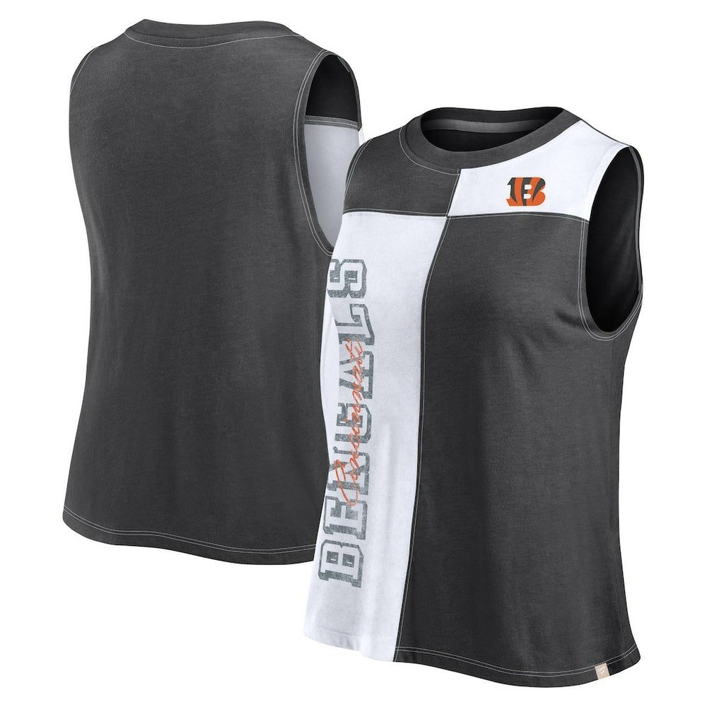 Women's Script Color Block Tank Top - Cincinnati Bengals Tops