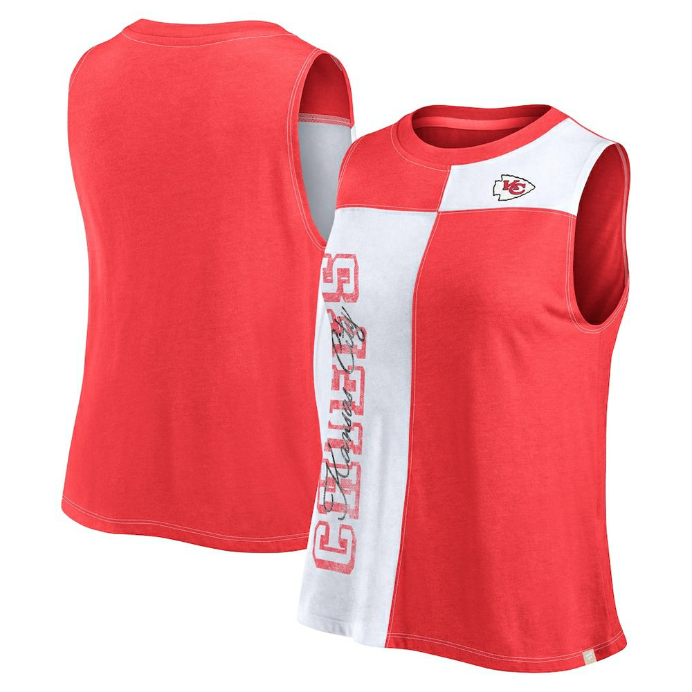 Women's Script Color Block Tank Top - Kansas City Chiefs Tops