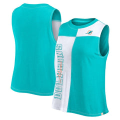 Women's Script Color Block Tank Top - Miami Dolphins Tops