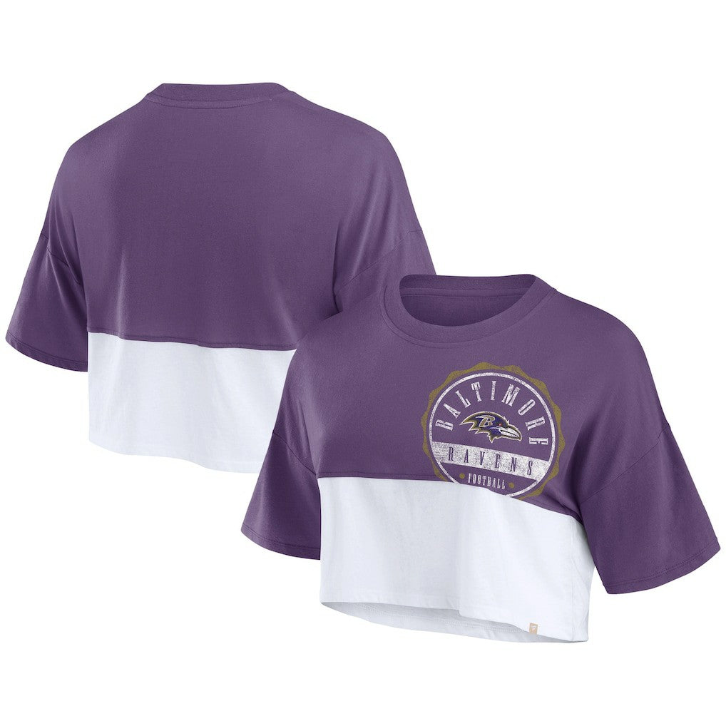 Women's Boxy Color Split Cropped T-Shirt - Baltimore Ravens T-shirts