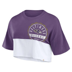 Women's Boxy Color Split Cropped T-Shirt - Baltimore Ravens T-shirts
