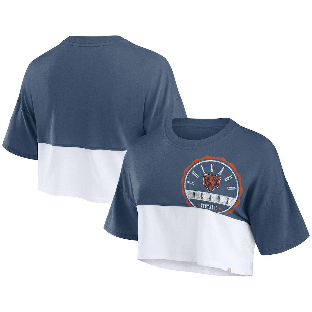 Women's Boxy Color Split Cropped T-Shirt - Chicago Bears T-shirts