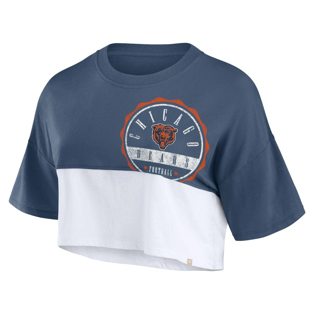 Women's Boxy Color Split Cropped T-Shirt - Chicago Bears T-shirts