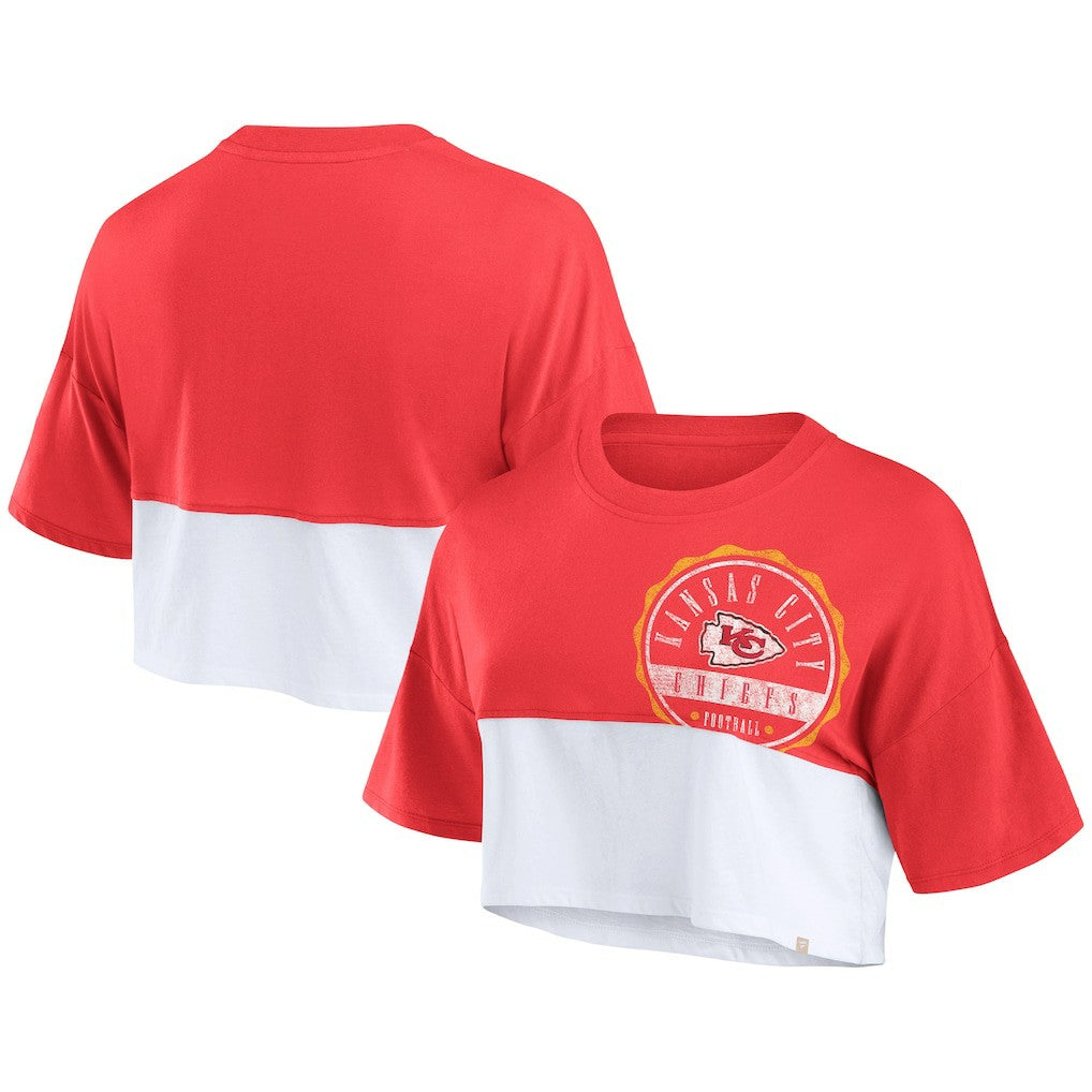 Women's Boxy Color Split Cropped T-Shirt - Kansas City Chiefs T-shirts