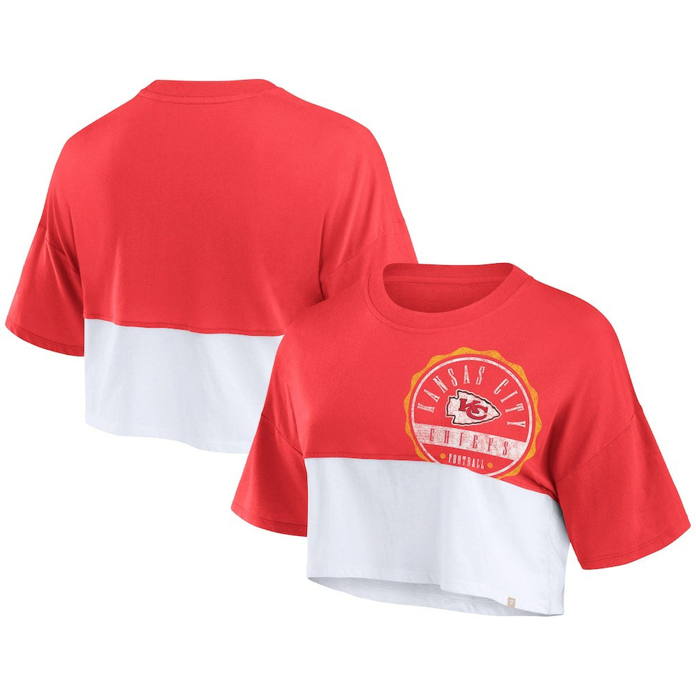 Women's Boxy Color Split Cropped T-Shirt - Kansas City Chiefs T-shirts