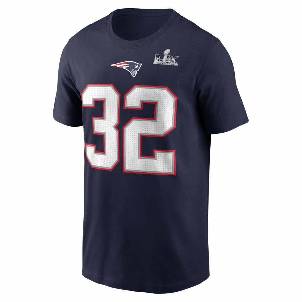 TreVeyon Henderson  Super Bowl LX Patch Name & Number T-Shirt - New England Patriots T-shirts